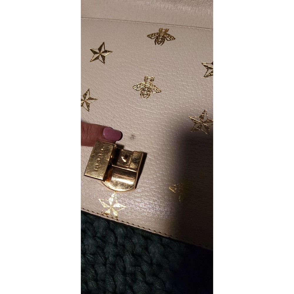 Authenticated‎ Gucci Small Bee Star Sylvie Crossbody White Calf Leather Bag - Picture 11 of 16